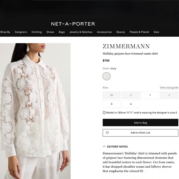 Zimmermann Halliday Lace Flower Shirt Small size 1 - Picture 8 of 16